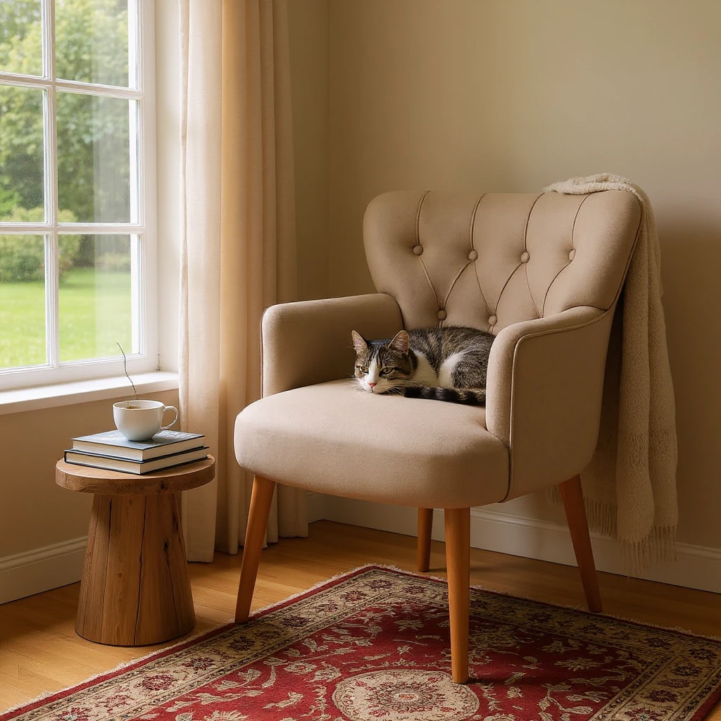 Roma - Babyface Kumaş - Modern Berjer Koltuk - Vizon