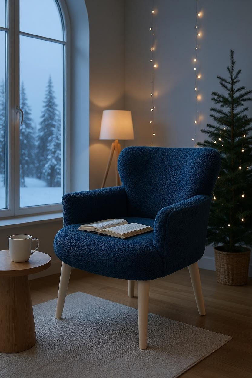 Roma - Welsoft Kumaş Berjer Koltuk - Modern Şık - Mavi