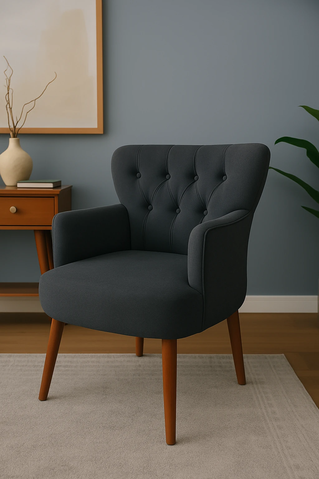 Roma - Babyface Kumaş - Modern Berjer Koltuk - Antrasit