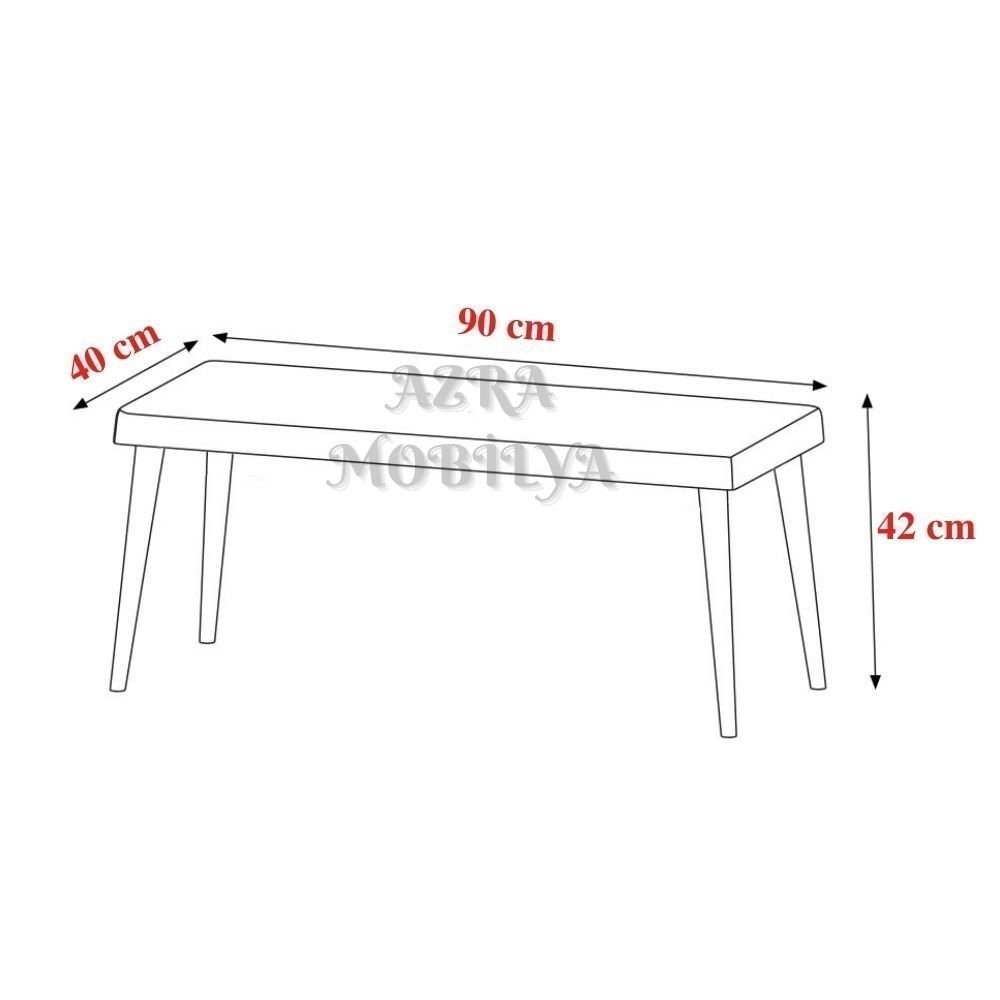 Bench - Puf - Bank - Ahşap Ayaklı - Ahşap Bench - Çift Kişilik Puf - Pembe