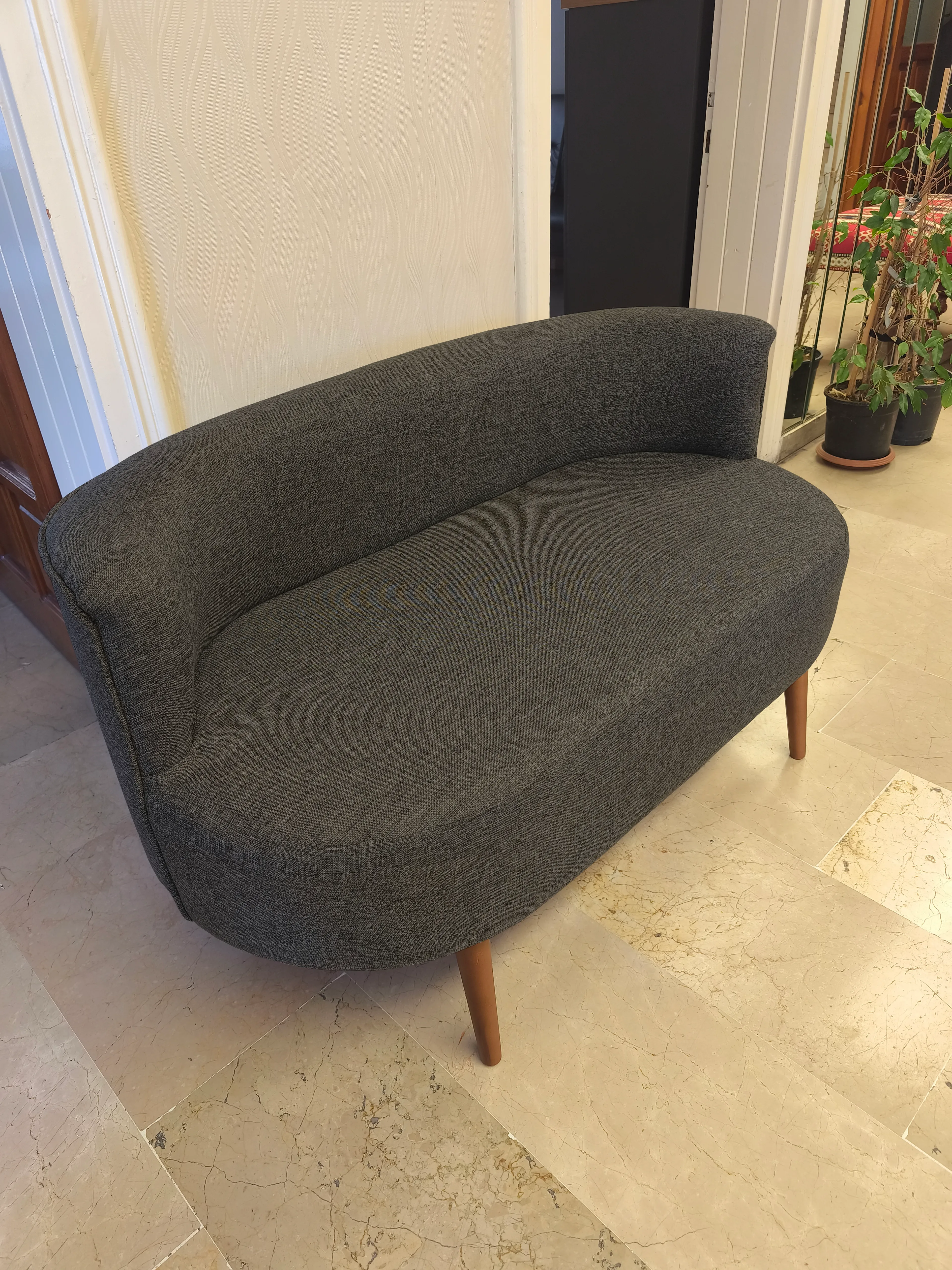 Sydney Modern Çay Seti Koltuk Takımı | Modern İskandinav Tarzı | Keten Kumaş | Füme Gri