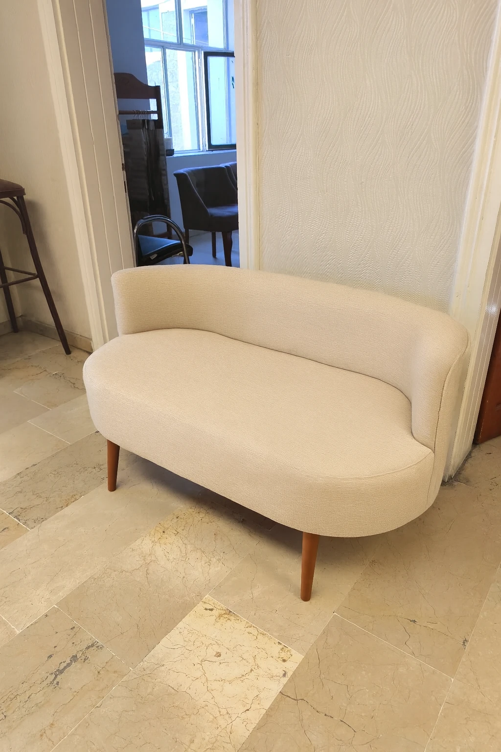 Sydney Modern Çay Seti Koltuk Takımı | Modern İskandinav Tarzı | Keten Kumaş | Krem