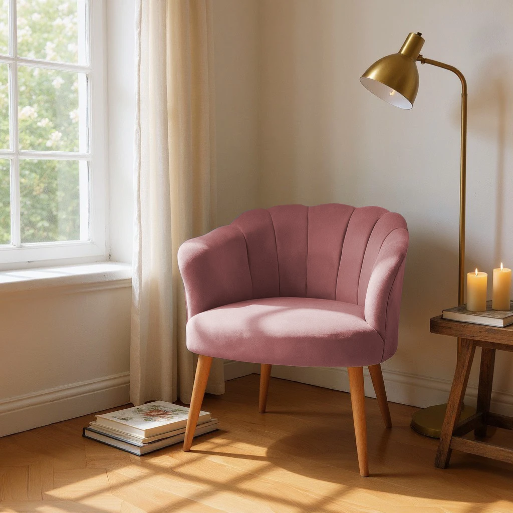 Papatya Babyface Kumaş Modern Berjer Koltuk - Gül Kurusu