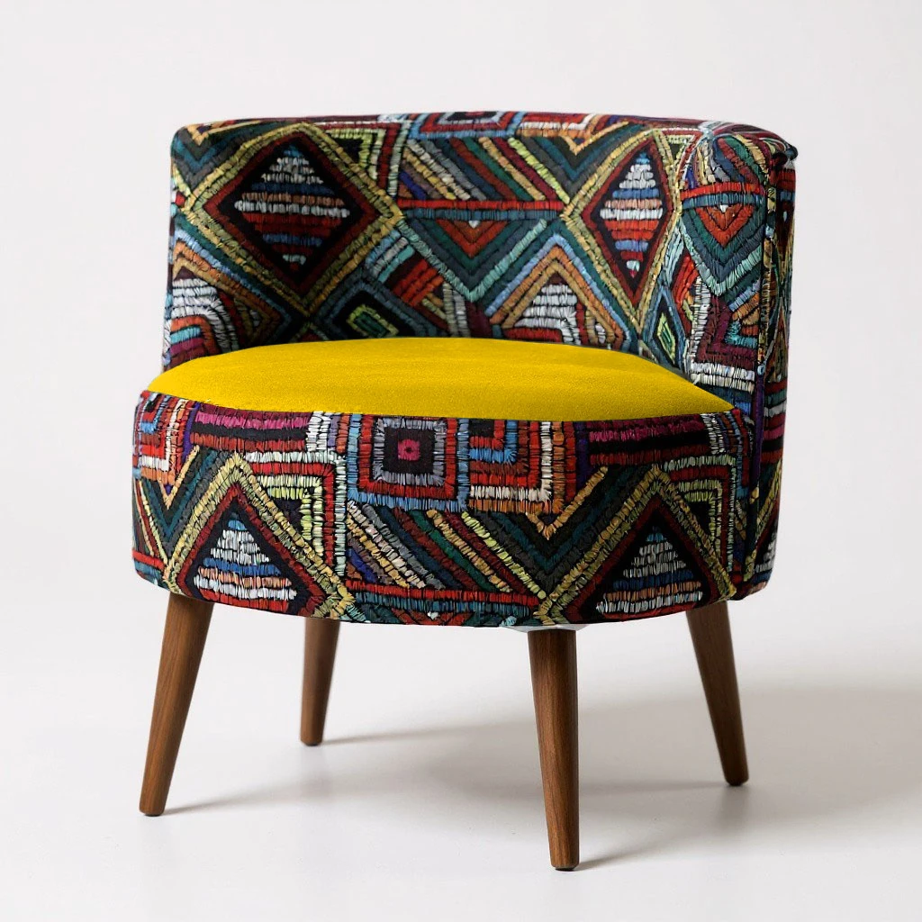 Sydney Dijital Baskı Kumaş Modern Berjer - Sarı