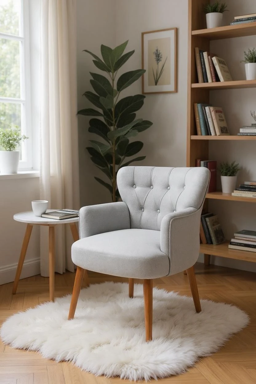 Roma - Babyface Kumaş - Modern Berjer Koltuk - Gümüş