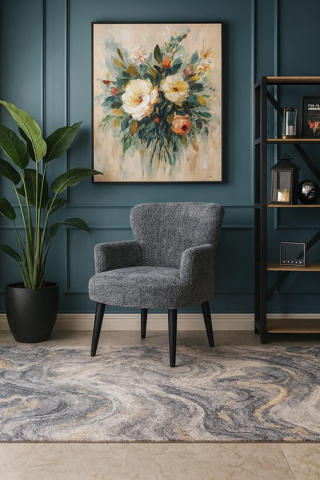 Roma - Welsoft Kumaş Berjer Koltuk - Modern Şık - Kırçıllı Gri