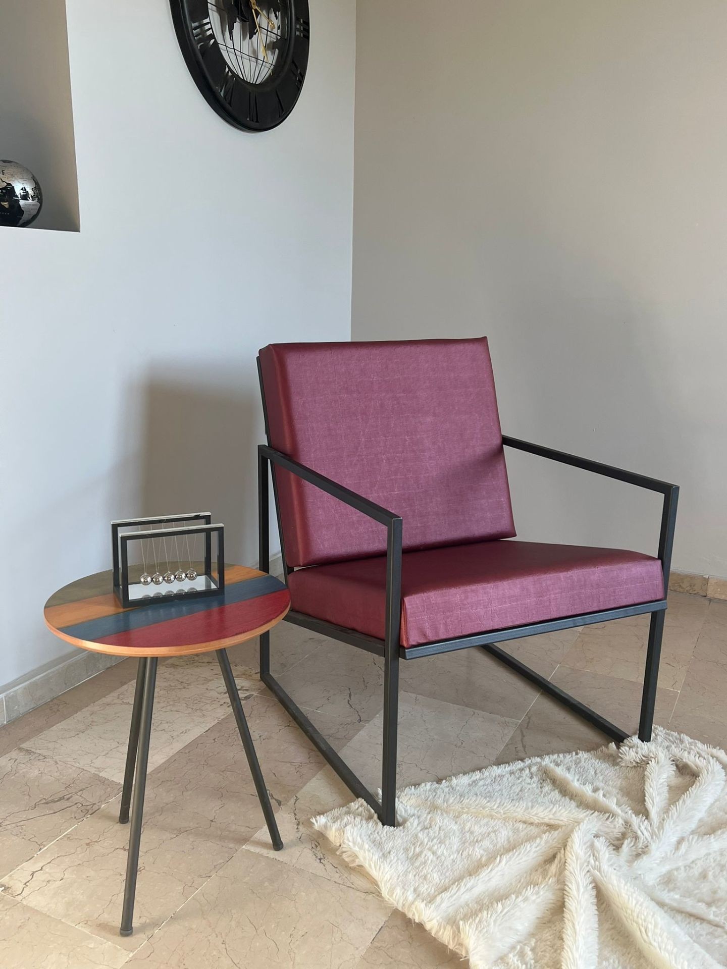 Metal Berjer, Balkon, Bahçe, Ofis Tekli Koltuk, Deri