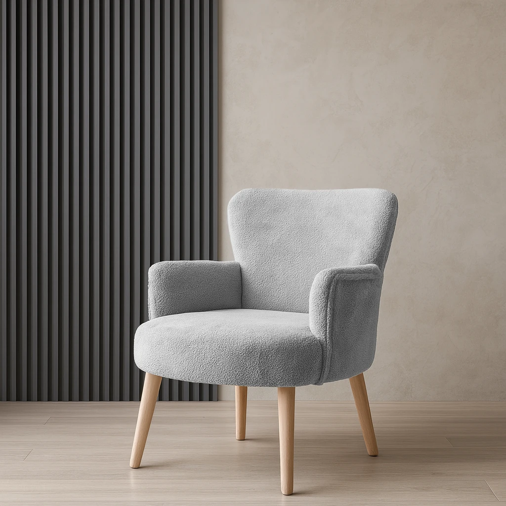 Roma - Welsoft Kumaş Berjer Koltuk - Modern Şık - Açık Gri