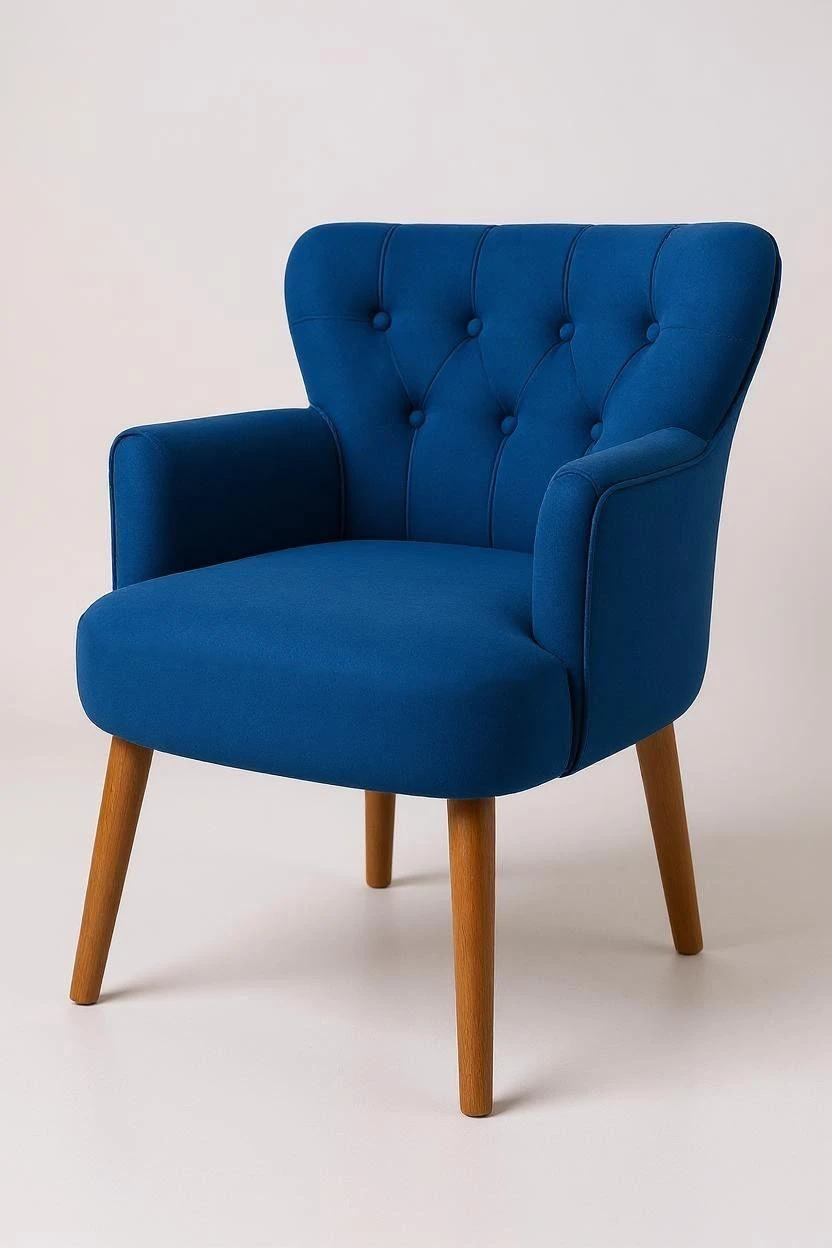 Roma - Babyface Kumaş - Modern Berjer Koltuk - Saks Mavisi