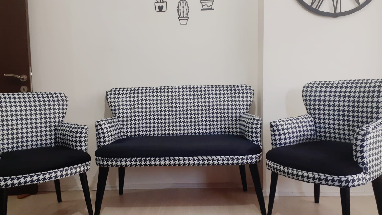 Kazayağı Desenli Çay Seti Koltuk Takımı | 3 Parça Modern Takım 2+1+1
