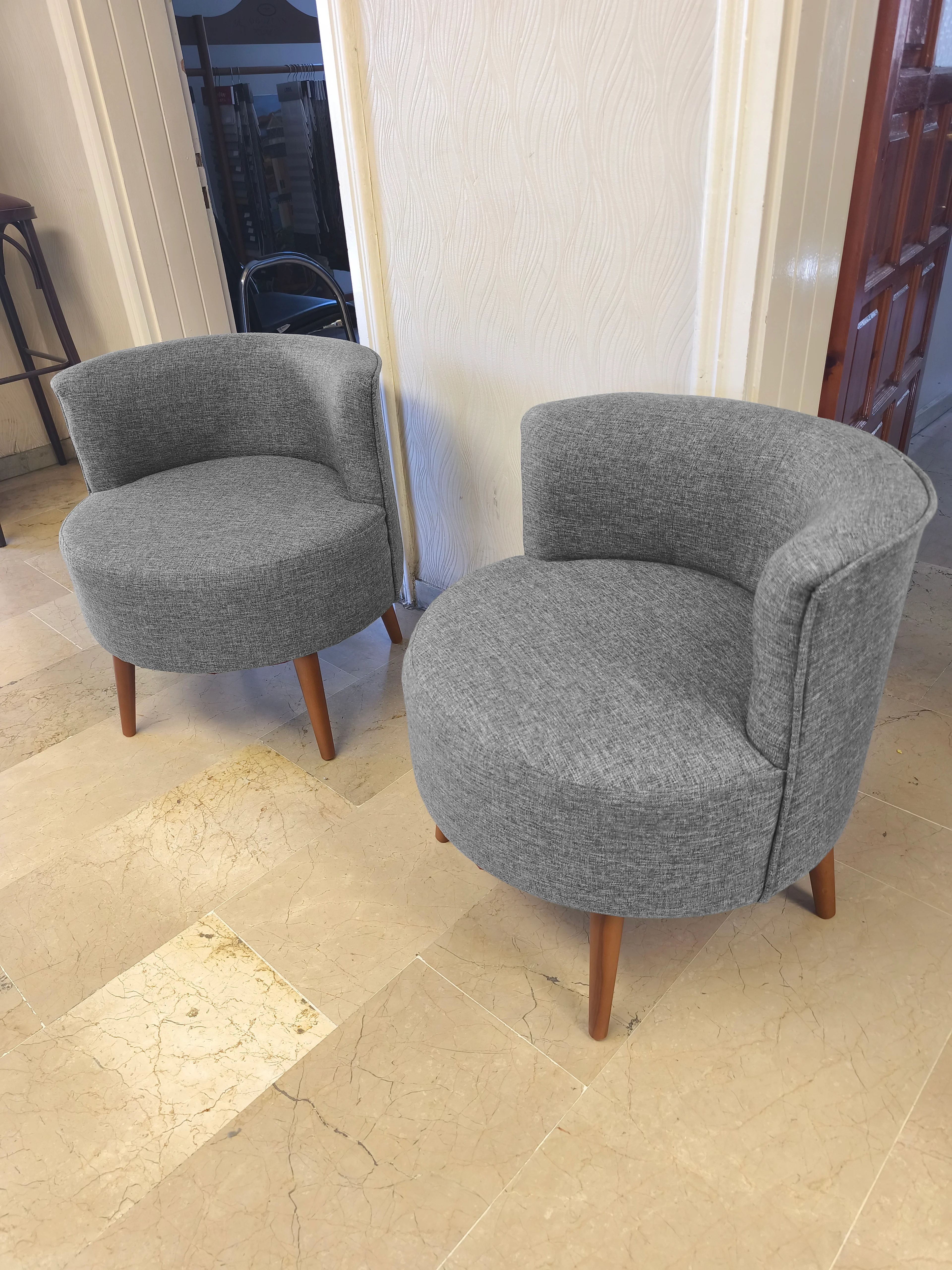 Sydney Modern Çay Seti Koltuk Takımı | Modern İskandinav Tarzı | Keten Kumaş | Açık Gri