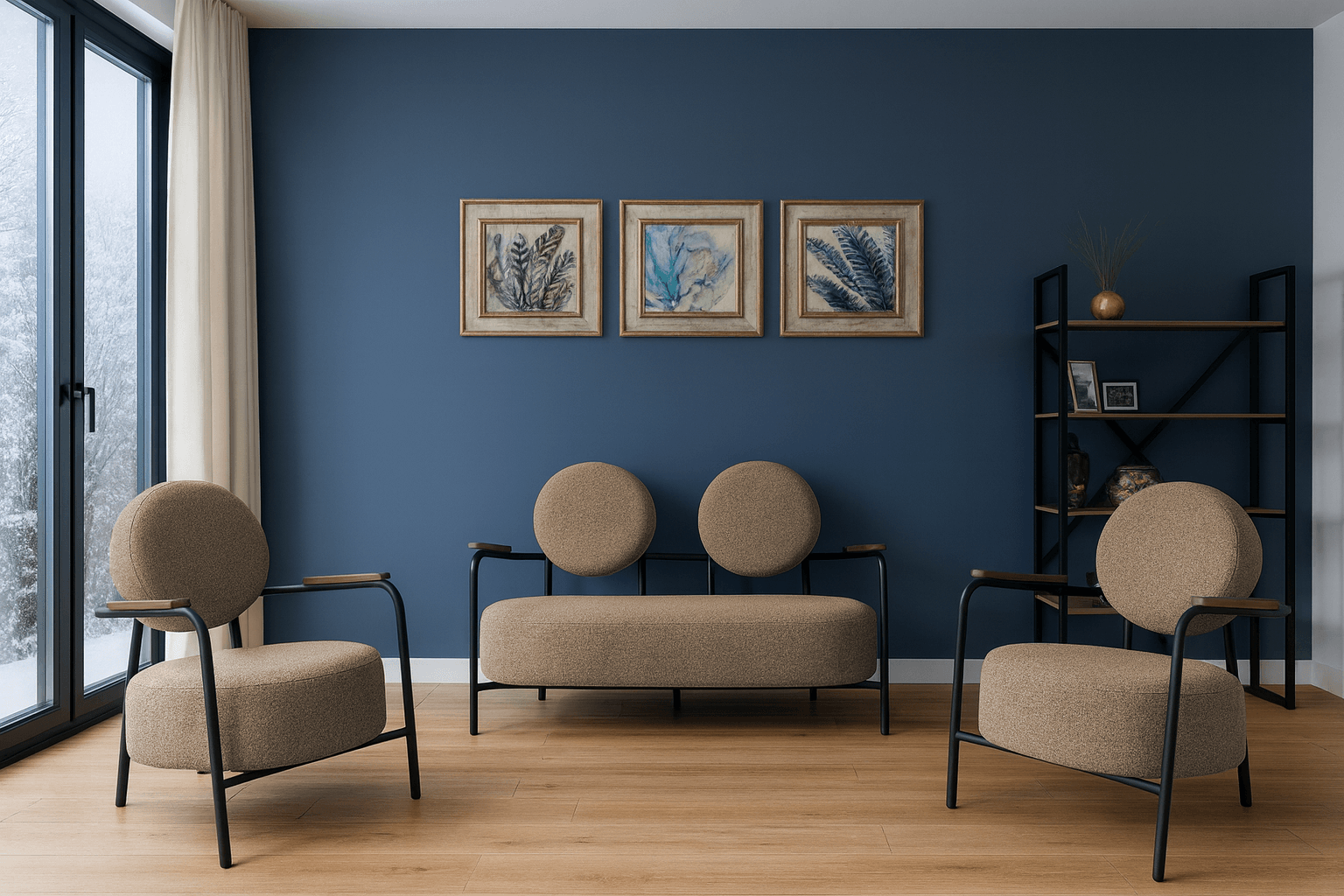 Venüs Modern Koltuk Takımı | Buklet Kumaş | Ofis ve Ev Kullanımı | Açık Kahve