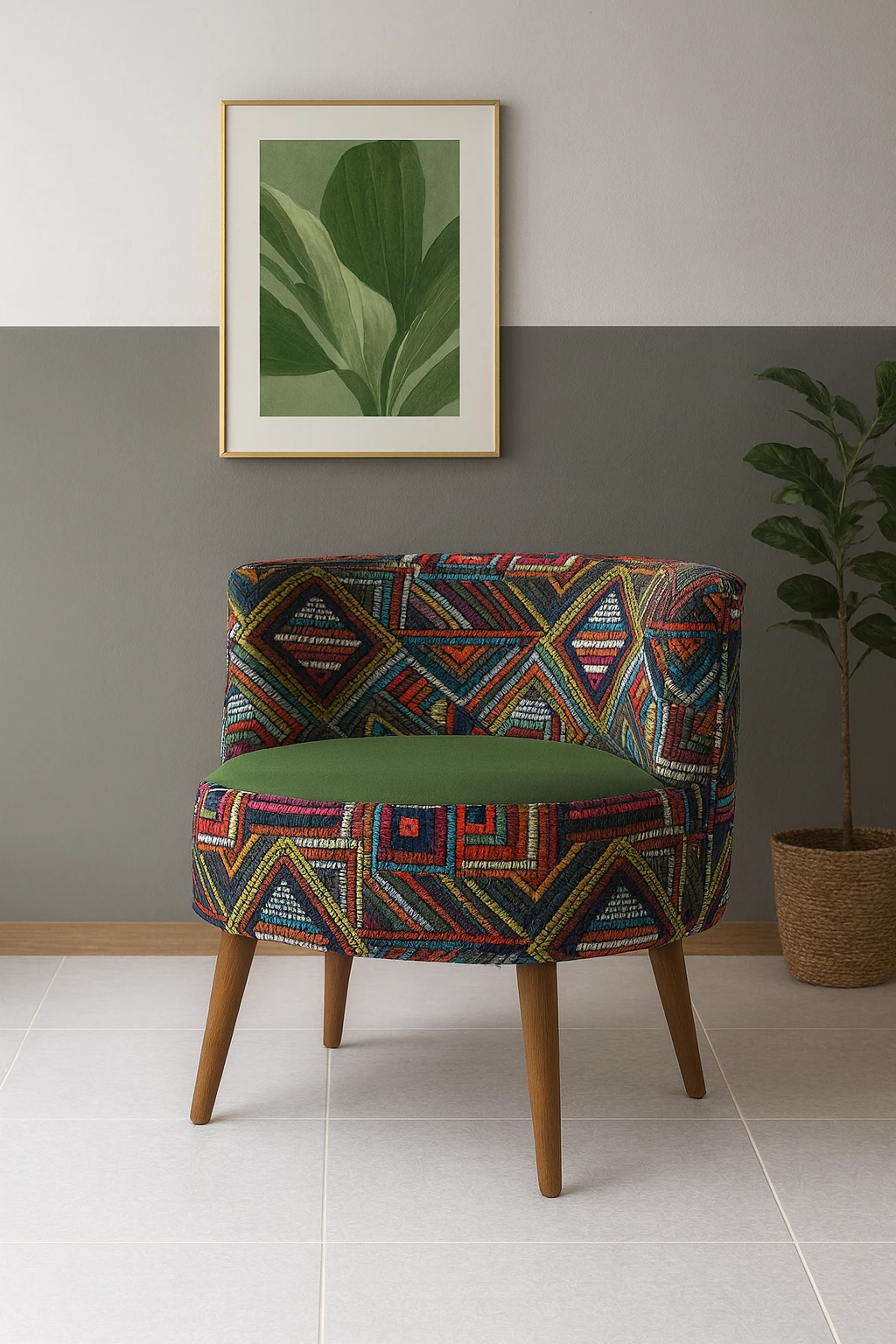 Sydney Dijital Baskı Kumaş Modern Berjer - Yeşil