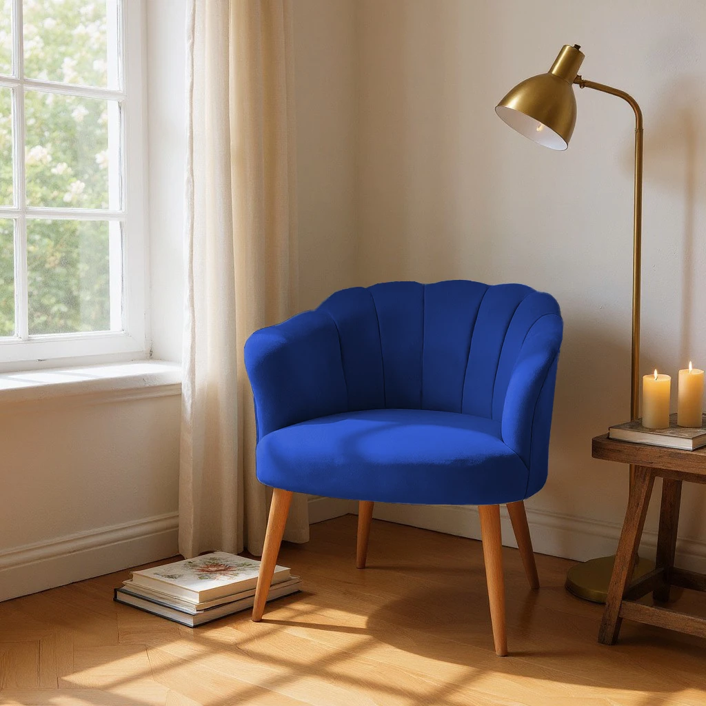 Papatya Babyface Kumaş Modern Berjer Koltuk - Saks Mavisi