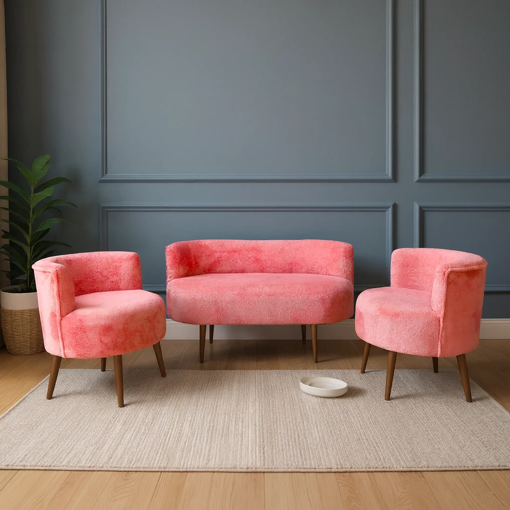 Sydney Modern Koltuk Takımı | Modern İskandinav Tarzı | Welsoft Yumuşak Kumaş | Gül Kurusu