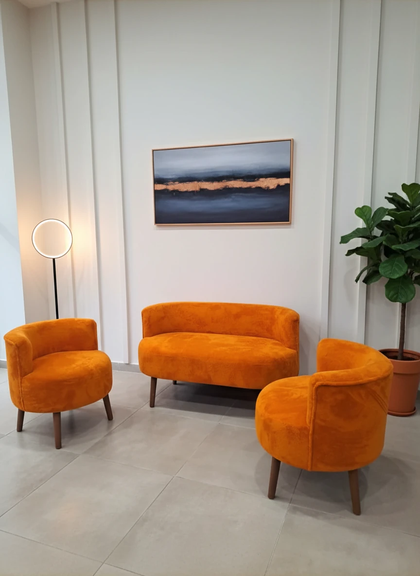 Sydney Modern Koltuk Takımı | Modern İskandinav Tarzı | Welsoft Yumuşak Kumaş | Turuncu