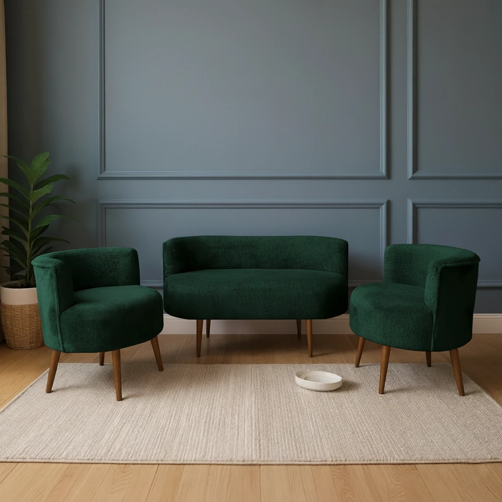 Sydney Modern Koltuk Takımı | Modern İskandinav Tarzı | Welsoft Yumuşak Kumaş | Yeşil