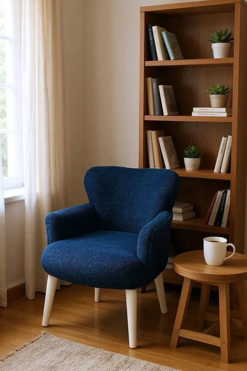 Roma - Welsoft Kumaş Berjer Koltuk - Modern Şık - Mavi