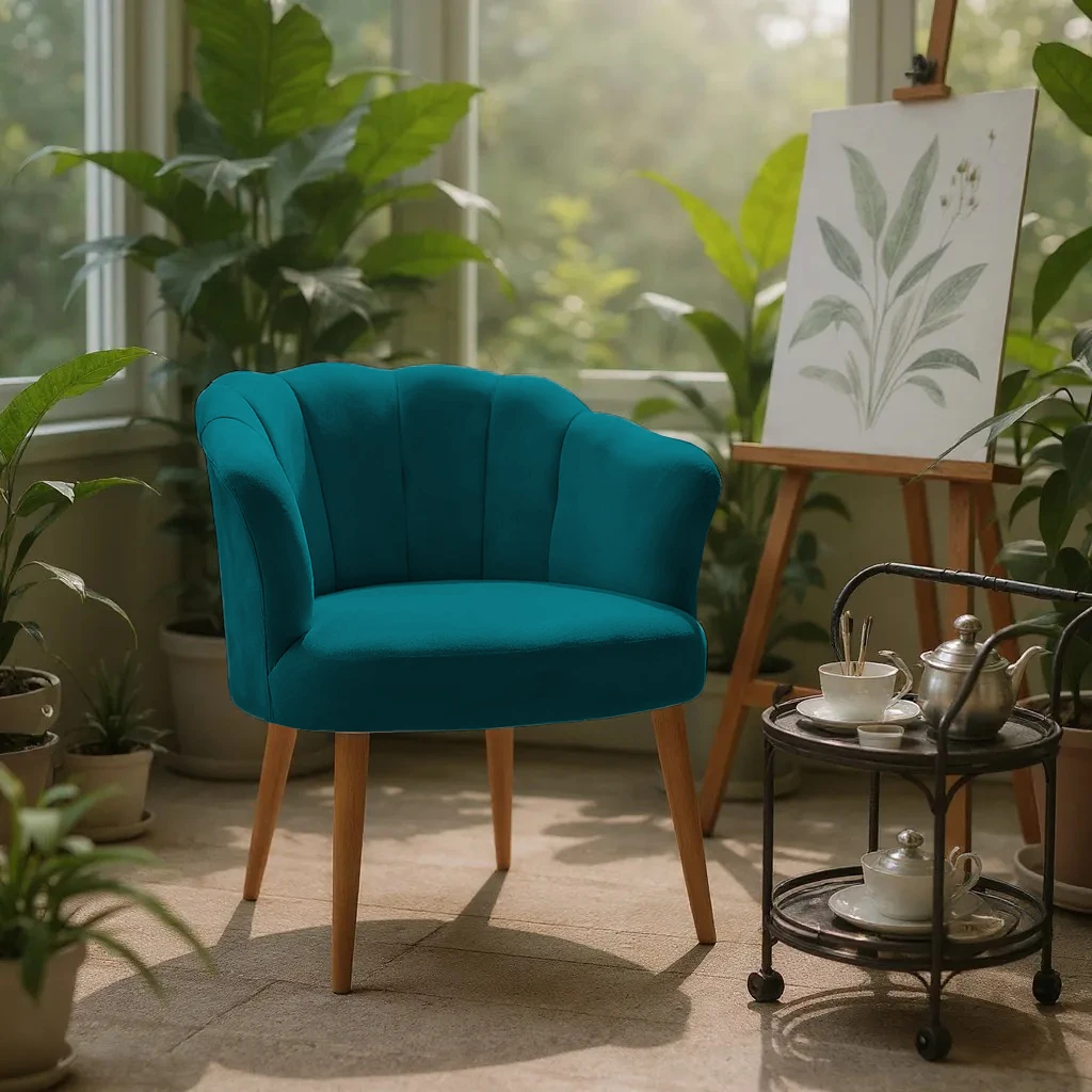 Papatya Babyface Kumaş Modern Berjer Koltuk - Petrol Rengi