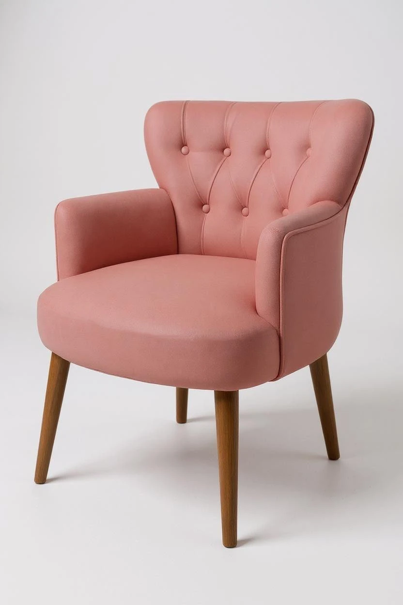 Roma - Babyface Kumaş - Modern Berjer Koltuk - Gül Kurusu