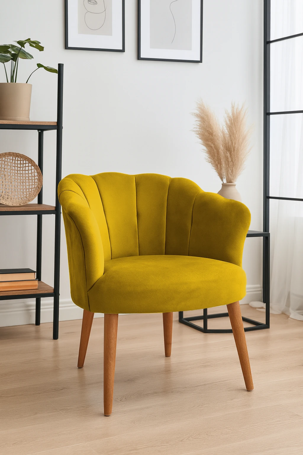 Papatya Babyface Kumaş Modern Berjer Koltuk - Hardal Sarısı