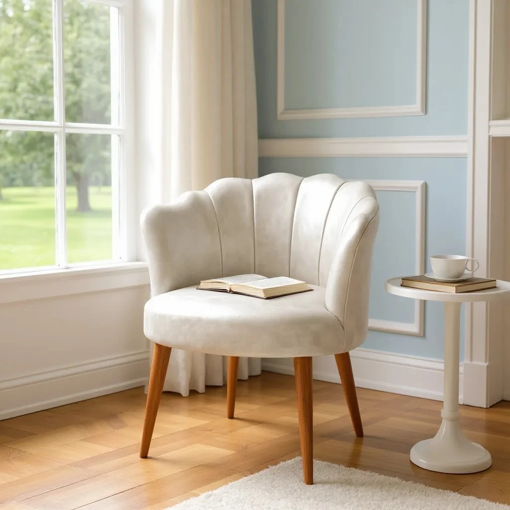 Papatya Deri Kumaş Modern Berjer Koltuk - Krem