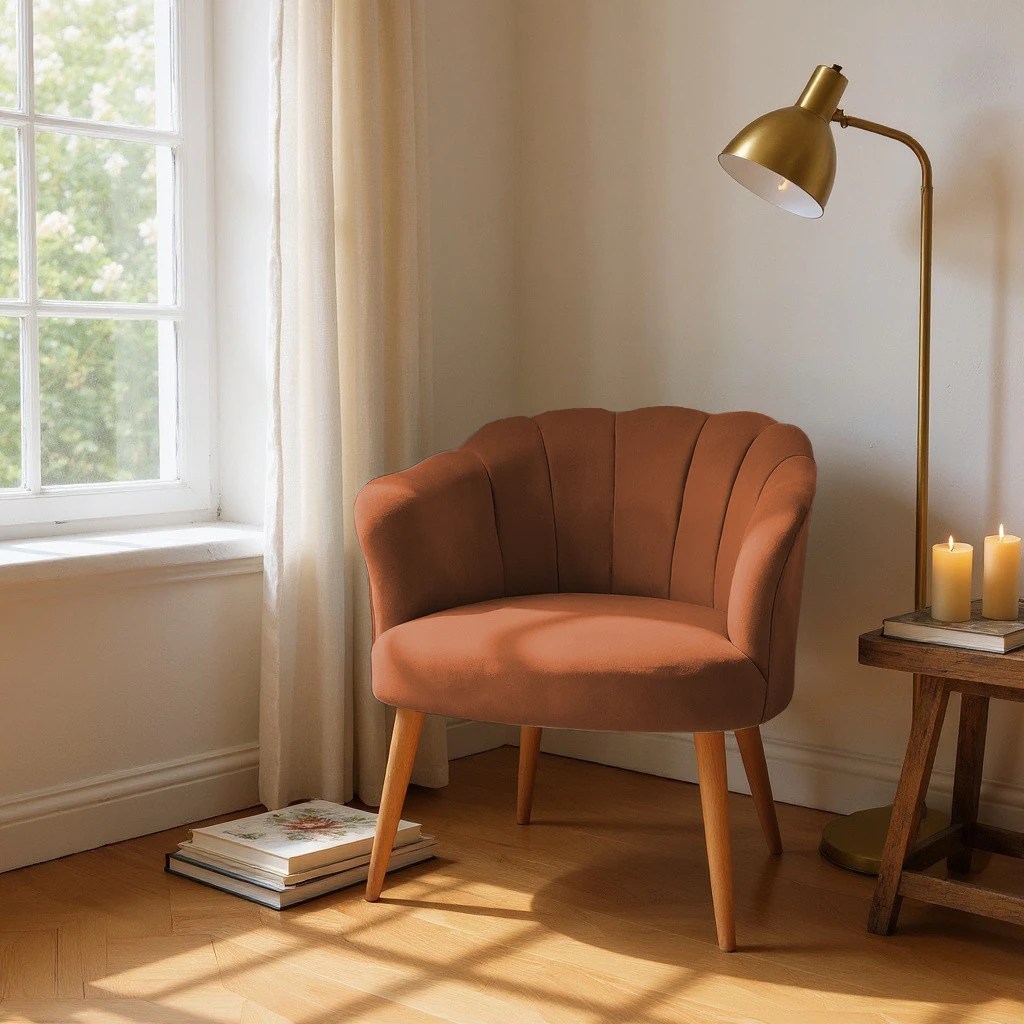 Papatya Babyface Kumaş Modern Berjer Koltuk - Bakır