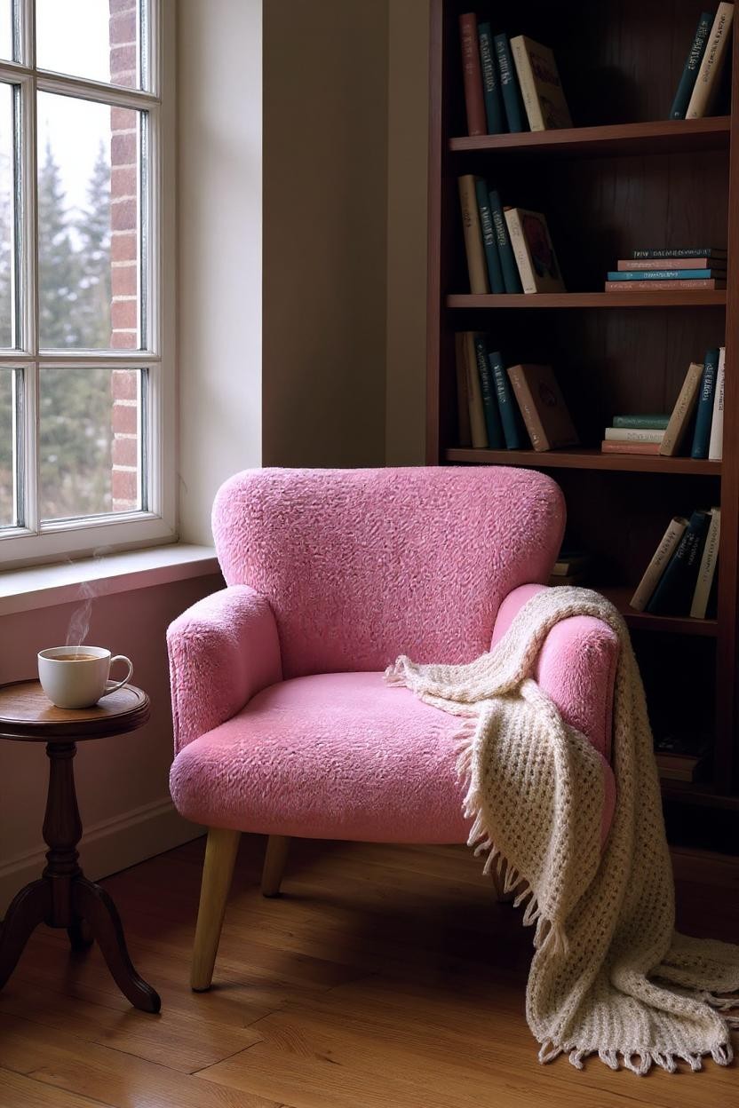 Roma - Welsoft Kumaş Berjer Koltuk - Modern Şık - Pembe