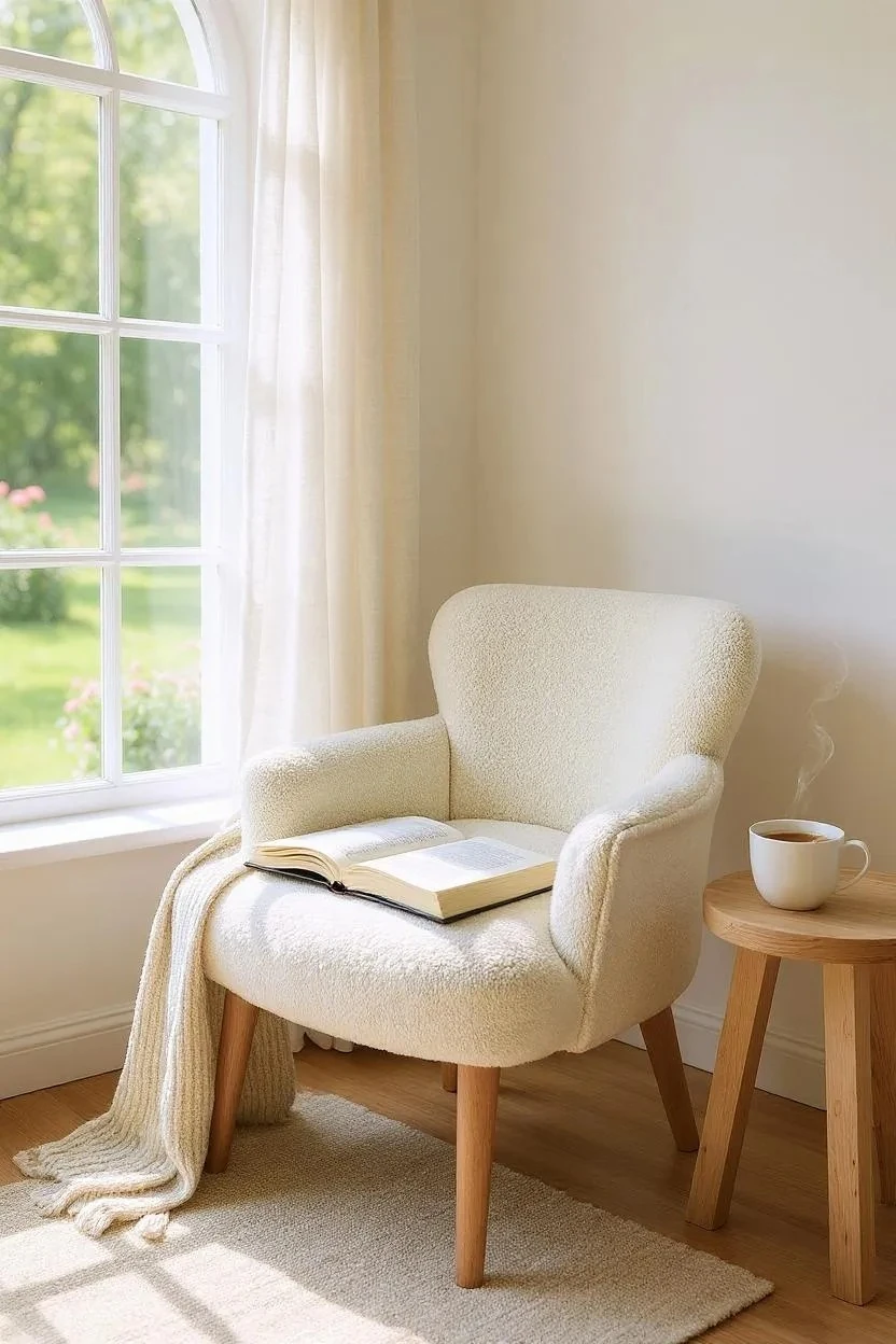 Roma - Welsoft Kumaş Berjer Koltuk - Modern Şık - Krem