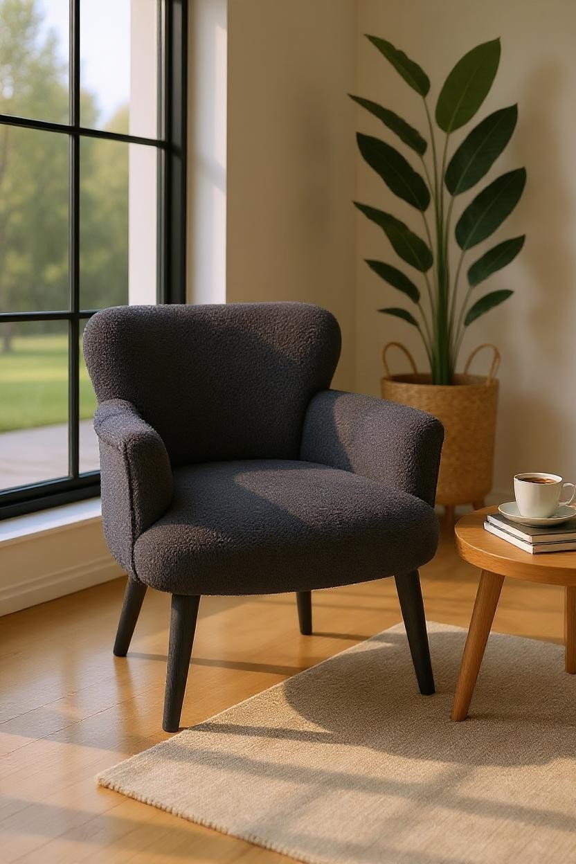 Roma - Welsoft Kumaş Berjer Koltuk - Modern Şık - Antrasit