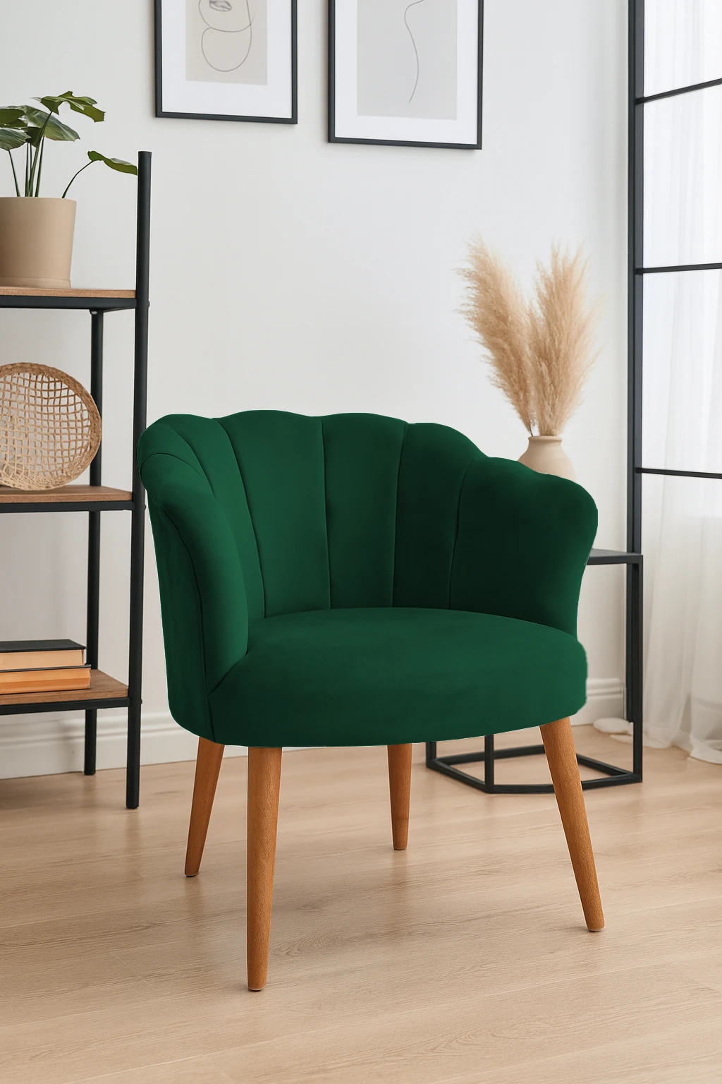 Papatya Babyface Kumaş Modern Berjer Koltuk - Zümrüt Yeşili