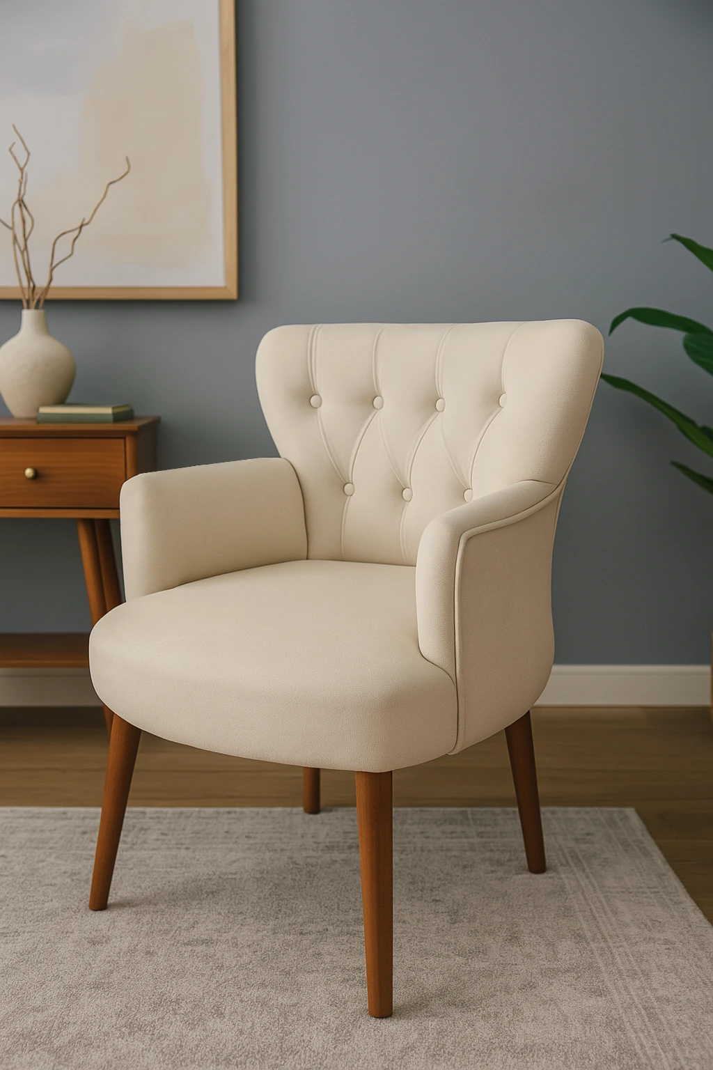 Roma - Babyface Kumaş - Modern Berjer Koltuk - Krem