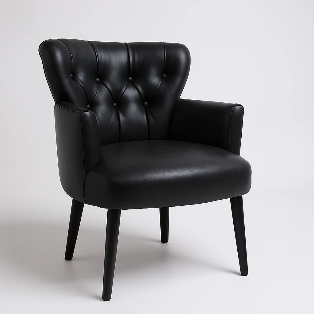 Roma - Deri Kumaş - Modern Berjer Koltuk - Siyah