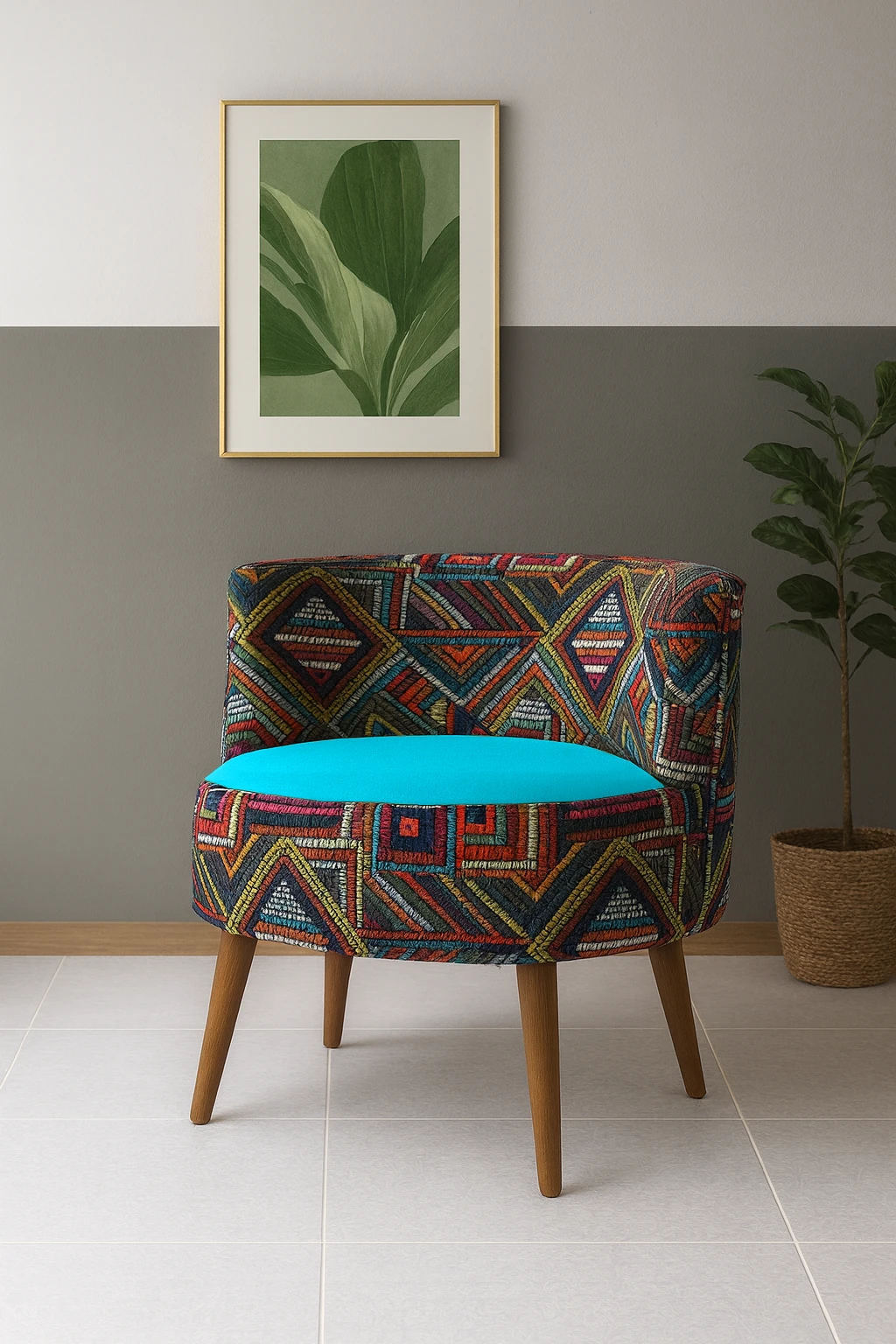 Sydney Dijital Baskı Kumaş Modern Berjer - Turkuaz