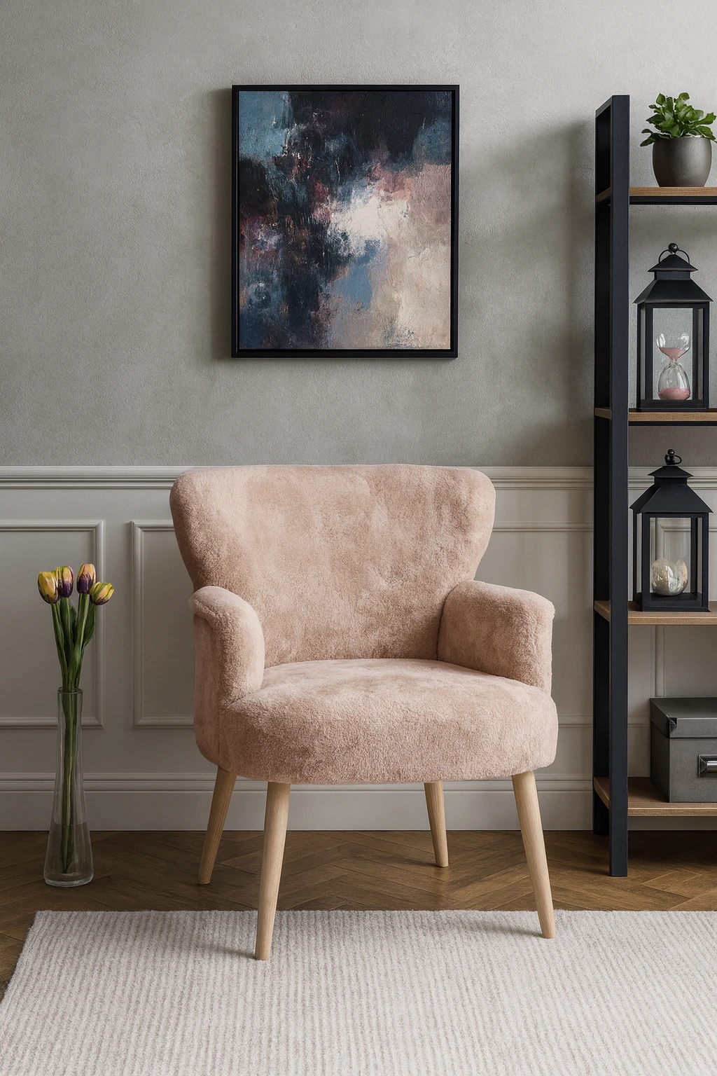 Roma - Welsoft Kumaş Berjer Koltuk - Modern Şık - Vizon