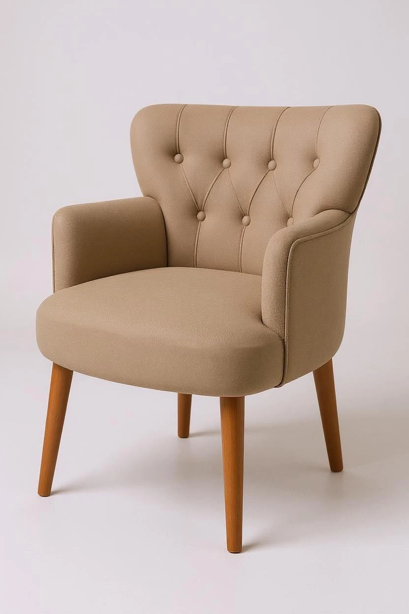 Roma - Babyface Kumaş - Modern Berjer Koltuk - Vizon