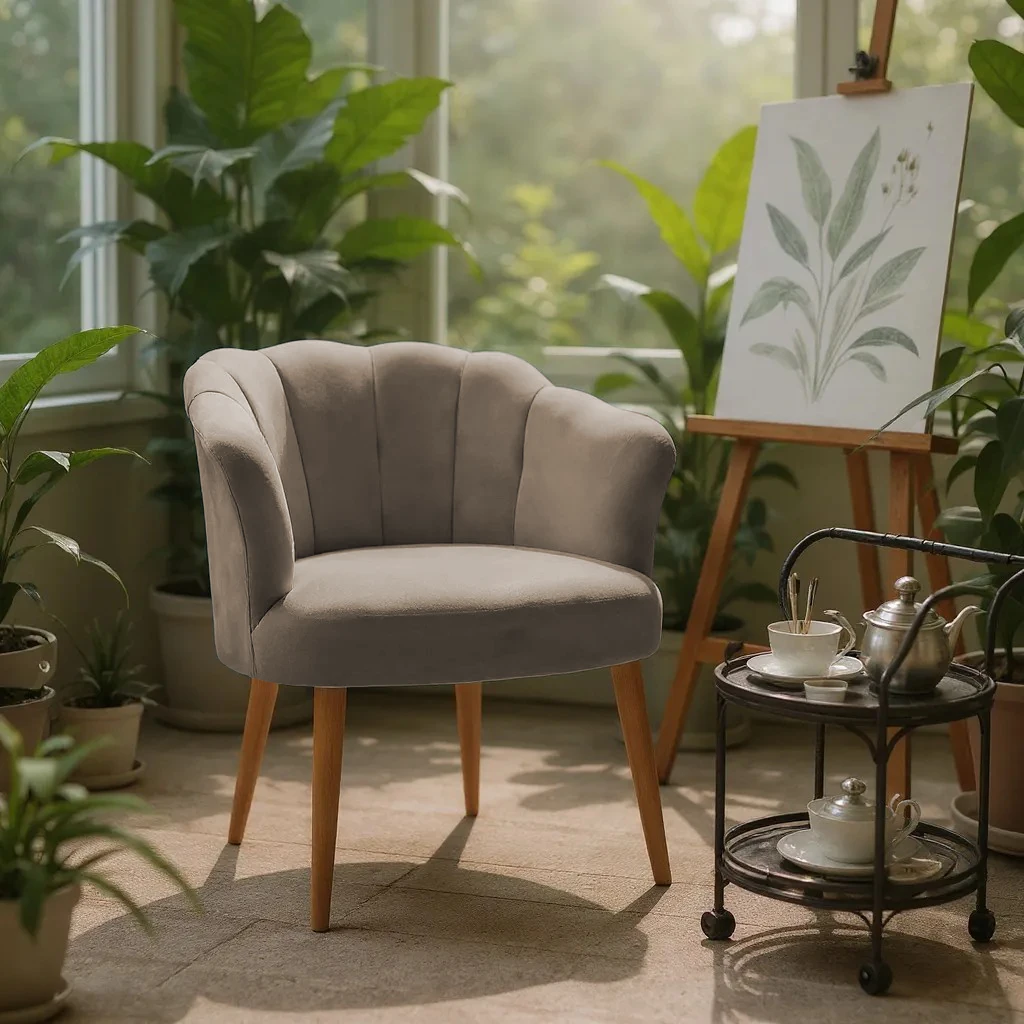 Papatya Babyface Kumaş Modern Berjer Koltuk - Vizon