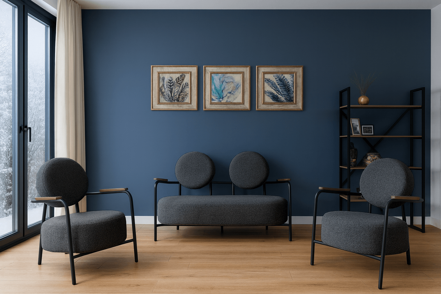 Venüs Modern Koltuk Takımı | Buklet Kumaş | Ofis ve Ev Kullanımı | Kırçıllı Siyah