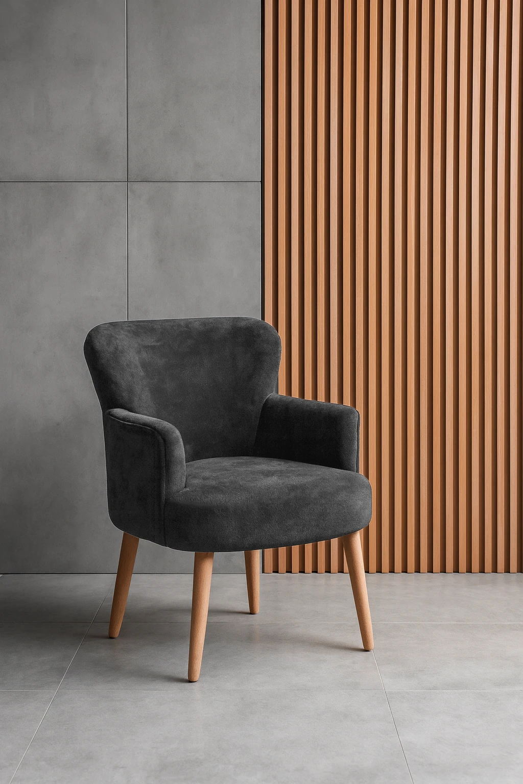 Roma - Welsoft Kumaş Berjer Koltuk - Modern Şık - Antrasit