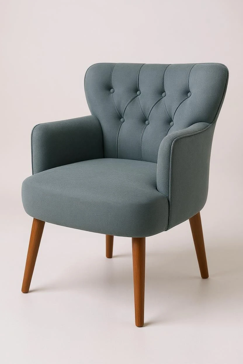 Roma - Babyface Kumaş - Modern Berjer Koltuk - Gri