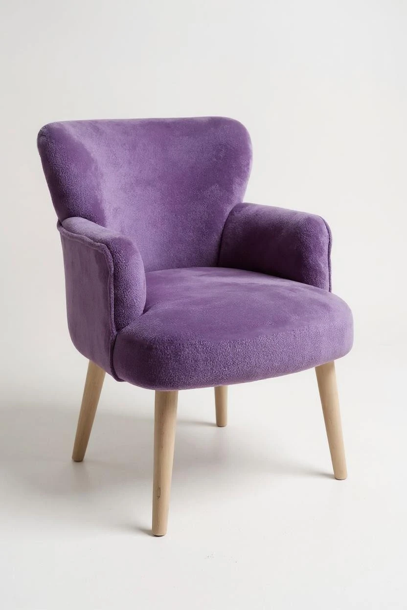 Roma - Welsoft Kumaş Berjer Koltuk - Modern Şık - Lila