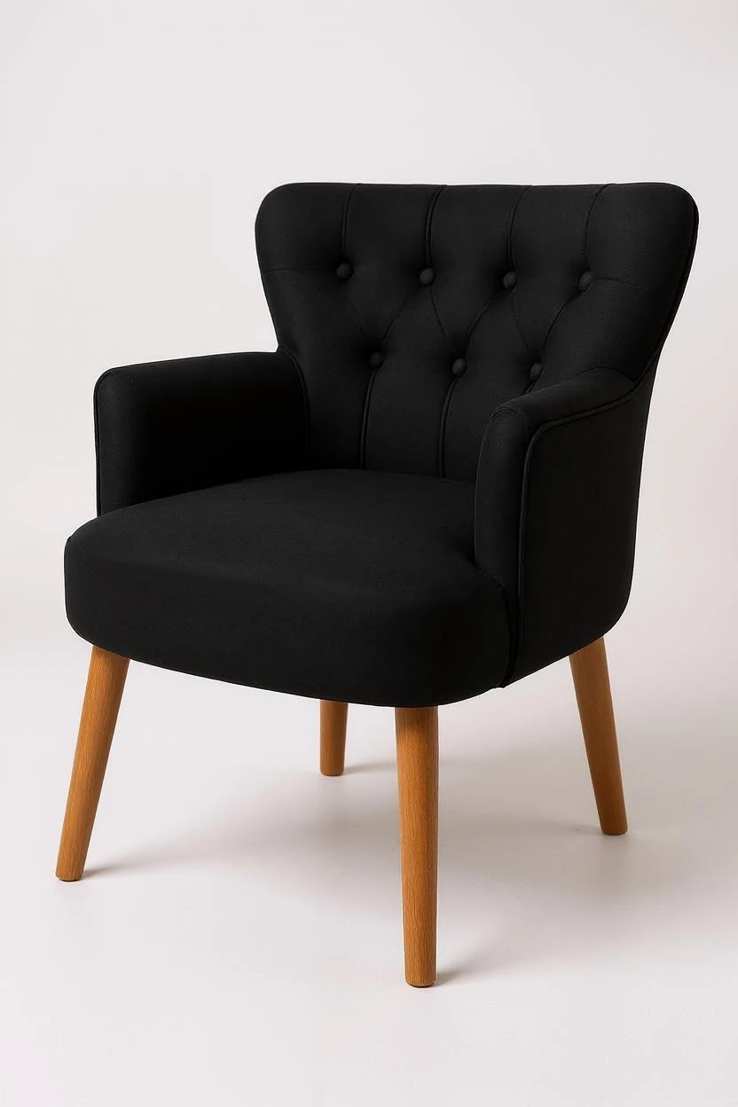 Roma - Babyface Kumaş - Modern Berjer Koltuk - Siyah