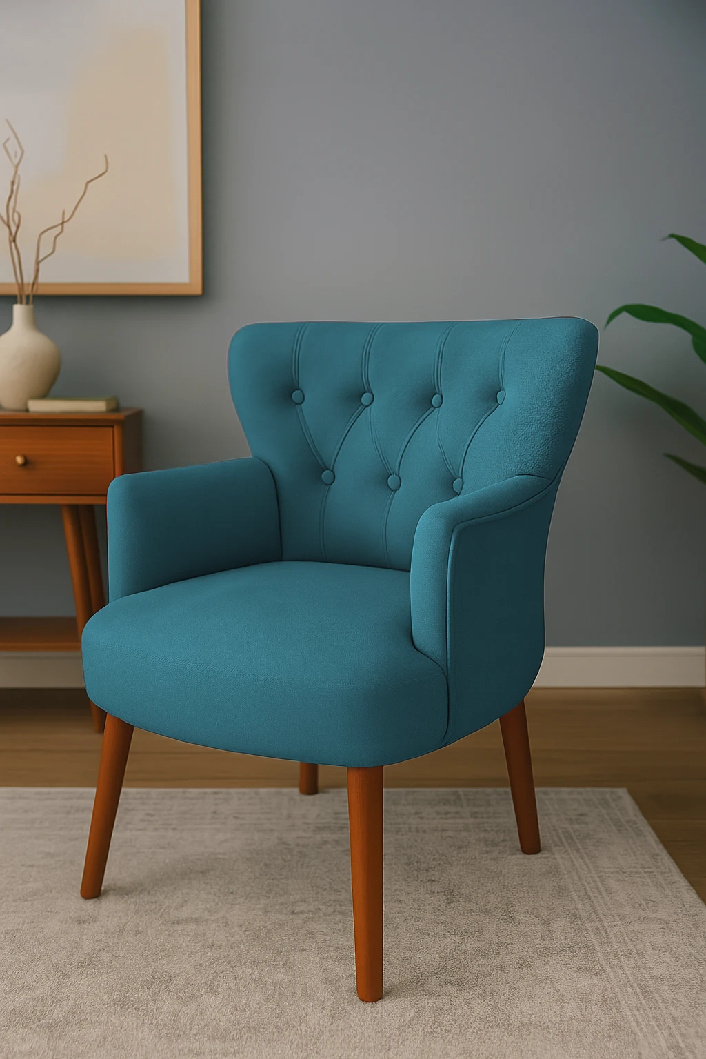 Roma - Babyface Kumaş - Modern Berjer Koltuk - Petrol Mavisi