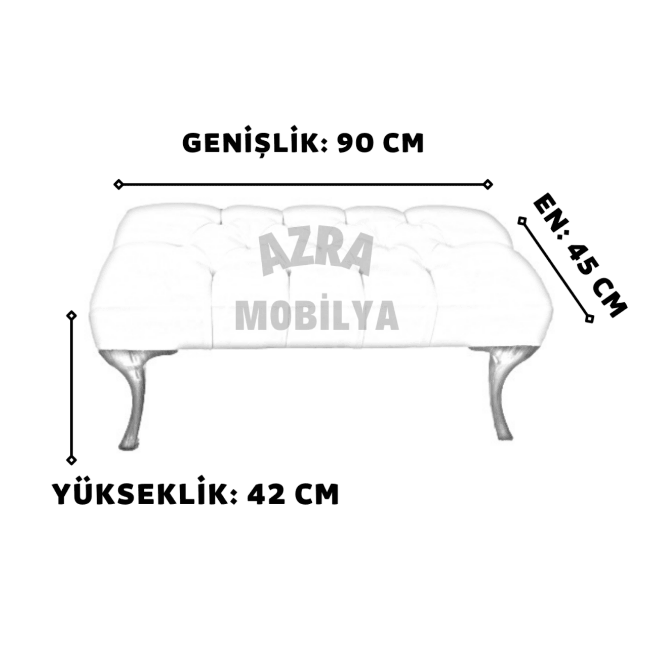 Puf - Bench - Bank - Benc - Ayak Ucu Pufu - Siyah