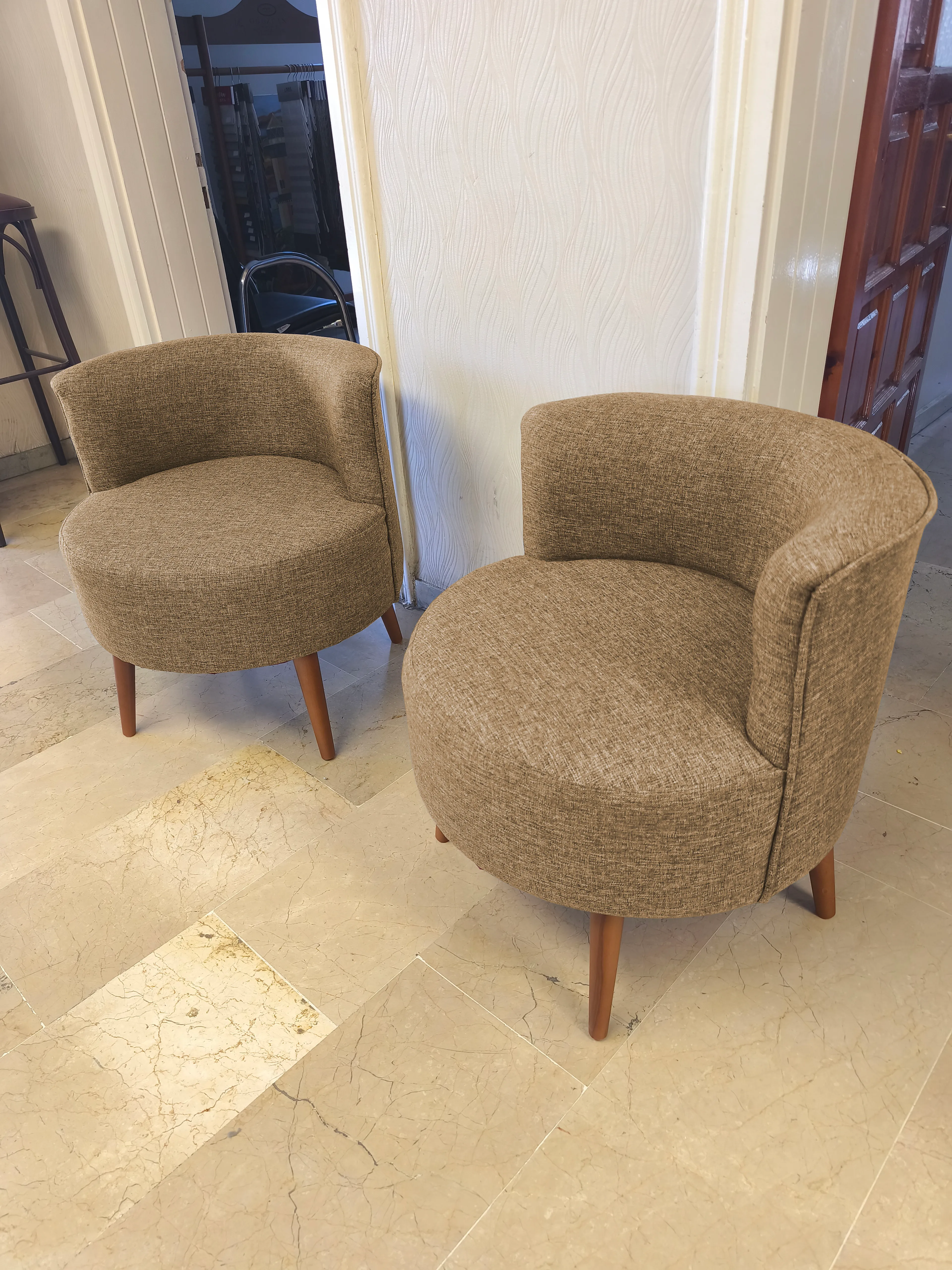 Sydney Modern Çay Seti Koltuk Takımı | Modern İskandinav Tarzı | Keten Kumaş | Kahverengi