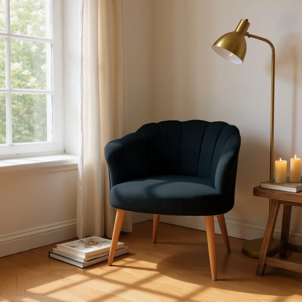 Papatya Babyface Kumaş Modern Berjer Koltuk - Siyah