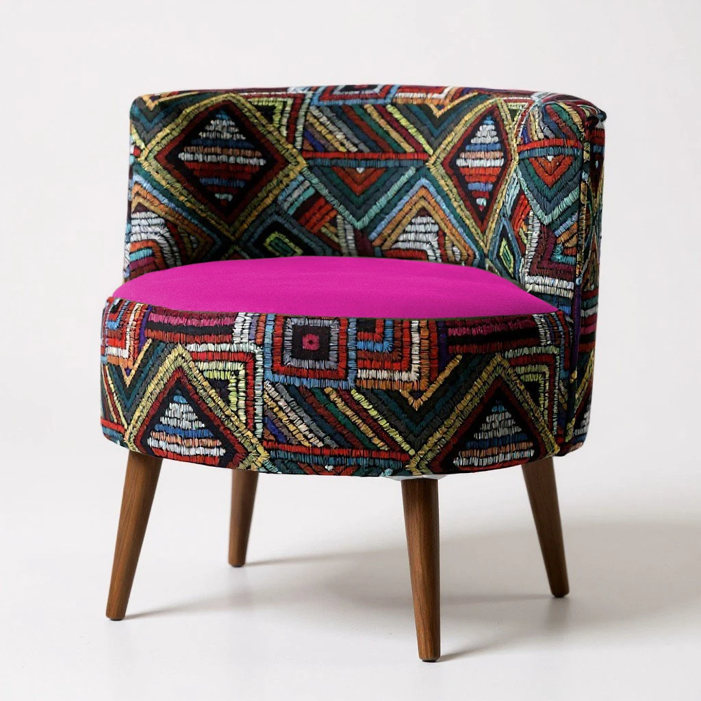 Sydney Dijital Baskı Kumaş Modern Berjer - Fuşya