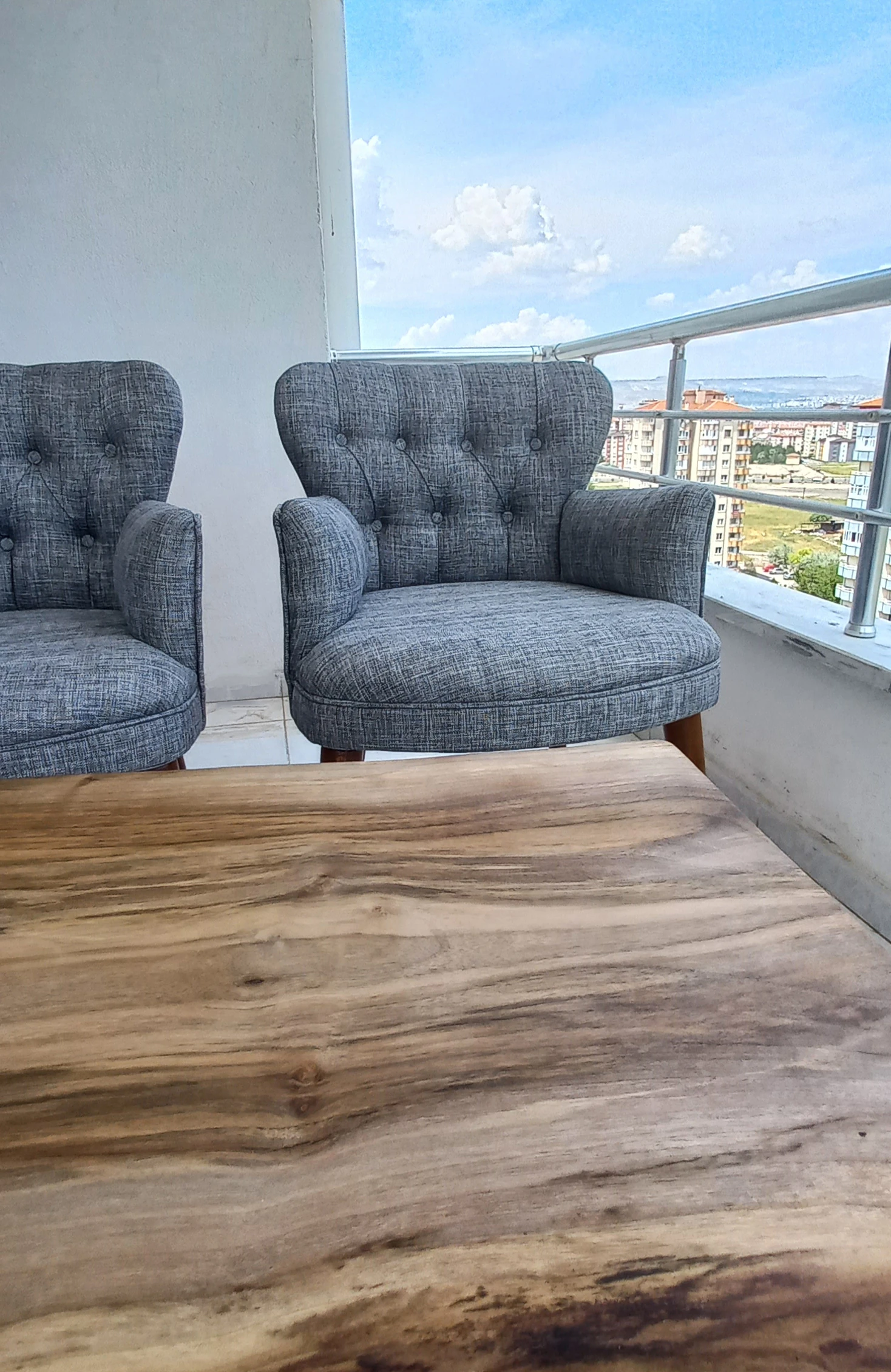 Çay Seti Koltuk Takımı - Keten Kumaş - Modern 2+1+1 - Açık Gri