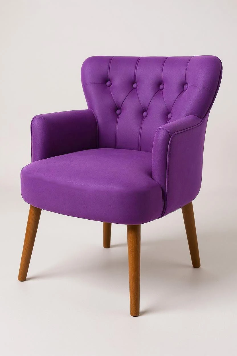 Roma - Babyface Kumaş - Modern Berjer Koltuk - Mor