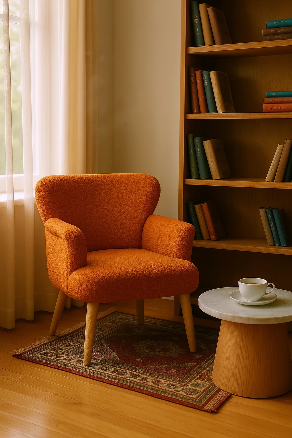 Roma - Welsoft Kumaş Berjer Koltuk - Modern Şık - Turuncu